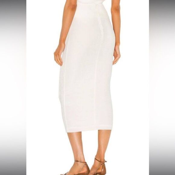 NWT Nude White Ruched MIDI Skirt Size 44/ US 8 - Picture 6 of 14